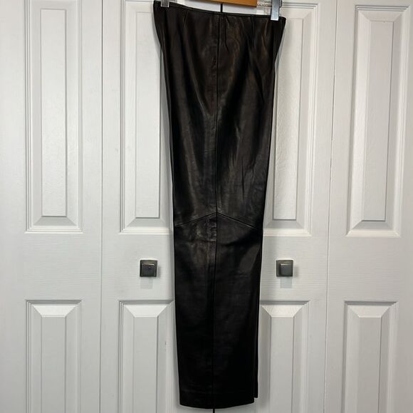 DANIER Lined Black Leather Straight Leg Side Zipper Pants‎ Size 4 - Picture 14 of 15